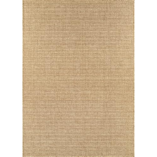 Striped Gold 5x7 Indoor Outdoor Jute Rug - Washable Boho Area Carpet