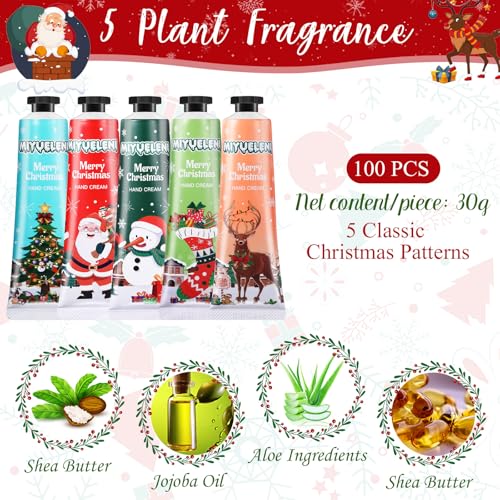Christmas Hand Cream Gift Set - 100 Pcs Moisturizing Hand Lotions for Women, Mom, Girlfriend, Stocking Stuffers - Variation of THIS listing 100