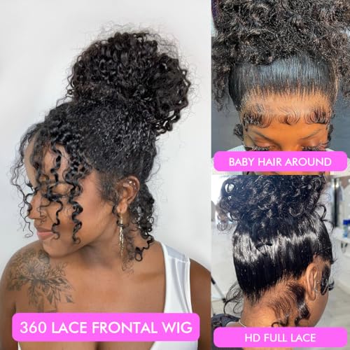 Deep Wave 360 Lace Frontal Wig 18 Inch Human Hair Pre Plucked Glueless