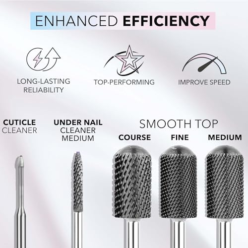 Kiara Sky Large Smooth Top Coarse Drill Bit | Carbide X-Cut Design | Beyond Pro Drill Bits | Black