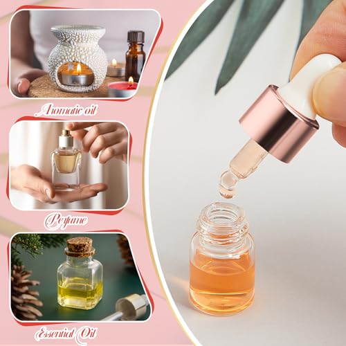 Mini Glass Oil Dropper Bottle 2ml Rose Gold Set of 200 - Perfume & Essential Oil Storage