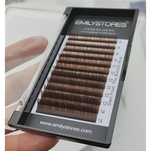 Brown Eyelash Extensions 0.10MM Lashes J B C D Curl 8-14MM Length Mix Size (Brown 0.10 C)