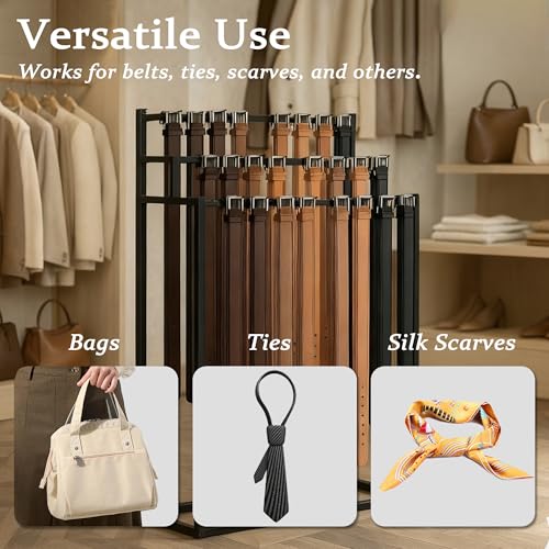 Black Metal Belt Display Rack, Tie & Scarf Organizer for Closet & Retail
