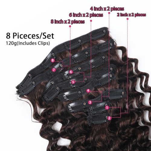 FQ 22 Inch Dark Brown Brazilian Human Hair Clip-In Extensions 120g Double Weft
