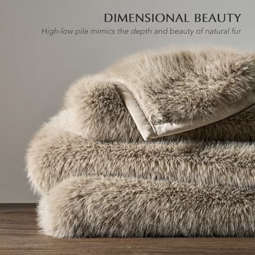 EverGrace Faux Fur Throw Blanket 60x80 Natural Mink Luxury Soft Cozy