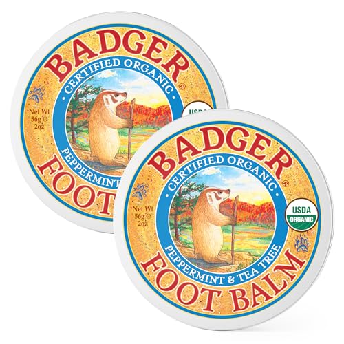 Organic Foot Balm for Cracked Heels - Peppermint & Tea Tree, 2 oz Tin, 2-Pack