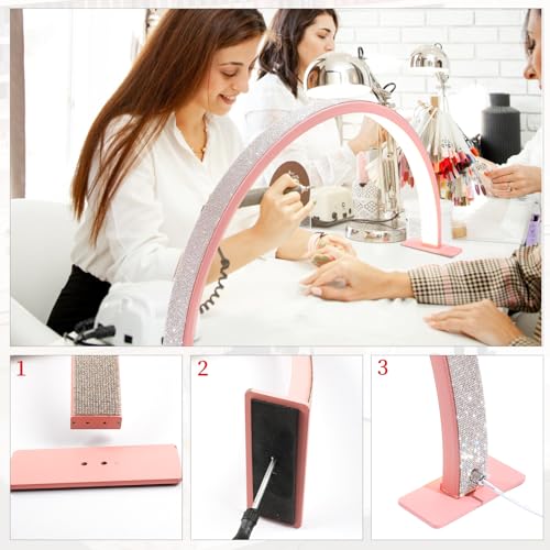 Half Moon Light Nail Lamp for Desk - Led Tech Lamp with Adjustable Brightness, Eyelash Extension & Tattoo Care
