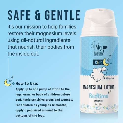 Magnesium Lotion for Kids - Unscented Sleep Support with Shea Butter - 5oz Bottle