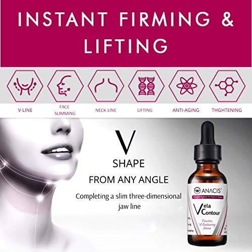 Neck Firming and Tightening Lifting V line Serum Cream and Mask Reduce Appearance of Double Chin Loose and Sagging Skin. Vela Contour