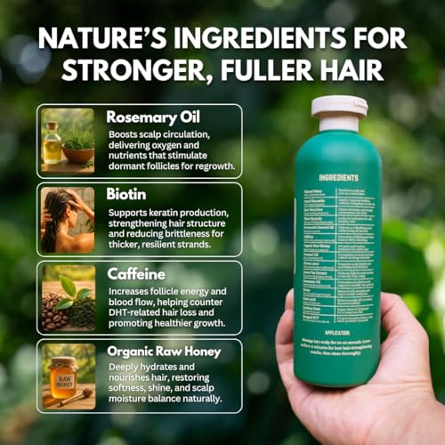 PRIMALS Hair Strengthening Shampoo with Biotin & Raw Honey - Thicker, Fuller Hair - 13.5 Fl Oz