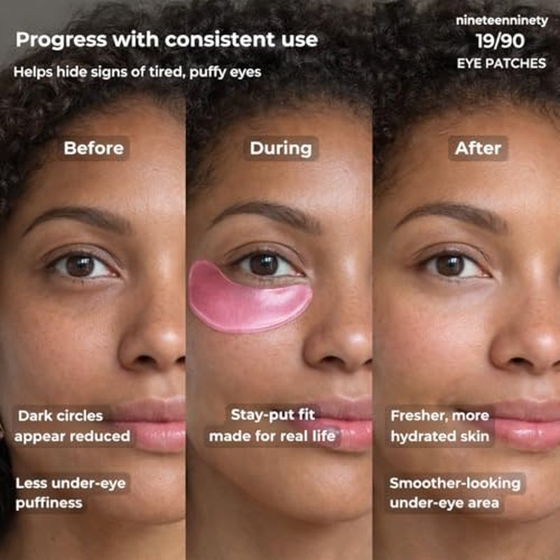 19/90 Revitalizing Hydrogel Under Eye Patches for Dark Circles & Puffiness - Salmon PDRN, Peptides & Hyaluronic Acid - Pink (30 Pair)