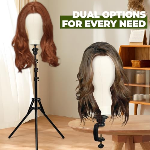 Adjustable Wig Stand Tripod for Mannequin Wigs Salon Hair Styling