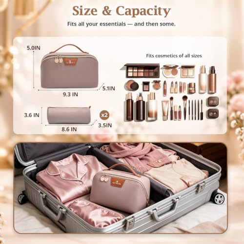 MOT HINN 3-in-1 Travel Makeup Bag Organizer Grey - Detachable Cosmetic Case