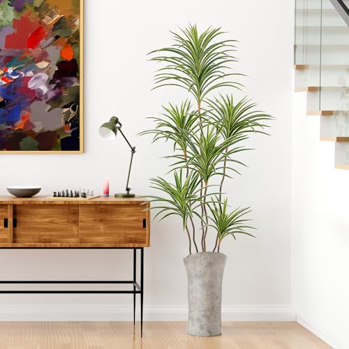 5 ft Artificial Dracaena Tree - Fine-Leaved Dracaena Indoor Tall Faux Plant in Pot (YEPDIN, 5ft)