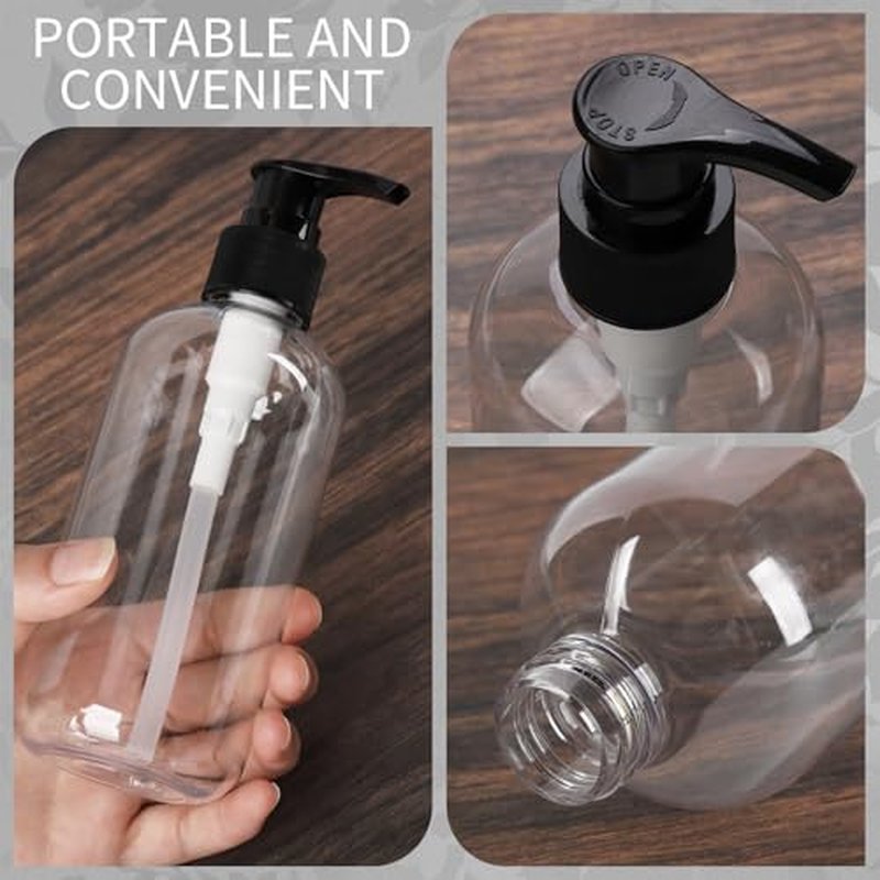 15 Pcs 8.5 oz Empty Pump Bottles, Clear Refillable Plastic Dispenser Bottles for Shampoo, Lotion, Hand Soap, Body Wash, Oil, Moisturizer, Travel Liquid Containers