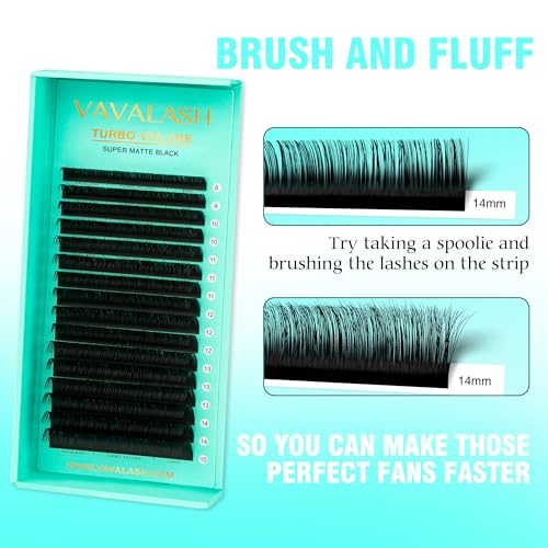 Shimmy-free Lashes Extenisons Self Fanning Eyelash Extensions 0.03 0.05 Turbo Volume Lashes C/CC/D Curl 8-15mm Mixed True Matte Black Lash Extensions Professional Volume Eyelashes (0.03-CC-8-15mm)