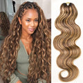 Blonde Body Wave Crochet Human Hair Extensions - 4/27/30 Color, 18 Inch, 60g, Knotless Micro Loop