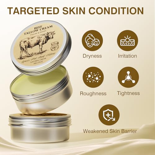Beef Tallow and Honey Face Moisturizer Set - 2.5 Oz Pack of 2 Natural Skin Care