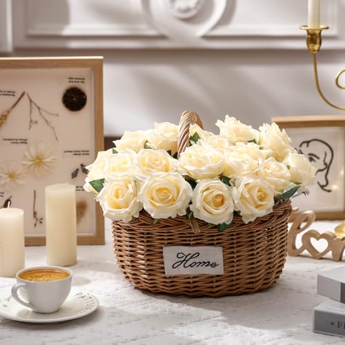 Artificial Champagne Rose Flowers Bulk Set - 100 Faux Florals for Weddings & Decor