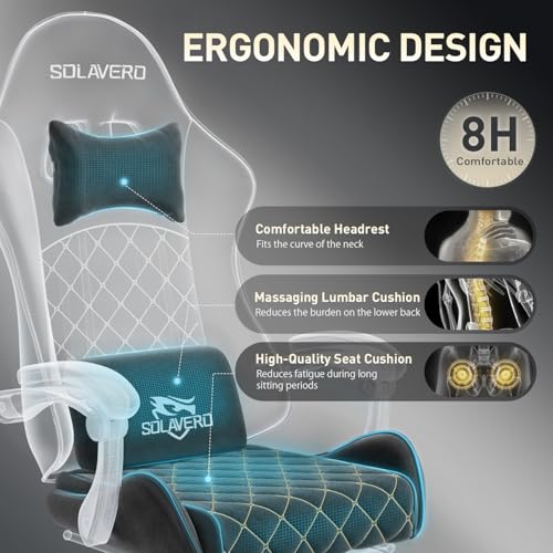 Massage Recliner Gaming Chair with Footrest - Black - Adjustable & Ergonomic