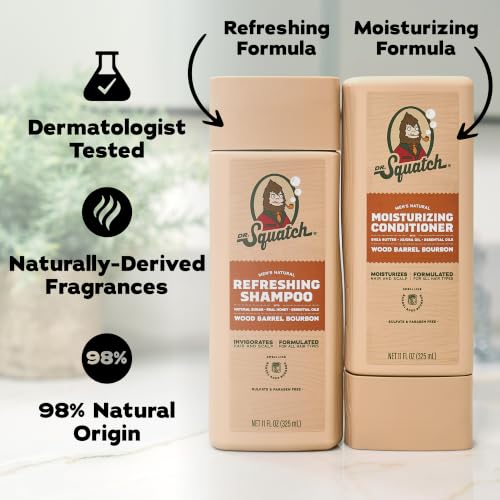 Men's Natural Shampoo & Conditioner Set with Bourbon Wood Barrel Scent - 11 fl oz, 2 Pack