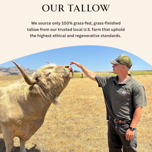 Pure Tallow Lip Balm | 100% Grass-Fed Beef Tallow and Organic Beeswax | Moisturizing Lip Care for Dry, Chapped Lips | Hypoallergenic, Fragrance-Free | Handcrafted in USA | 4-Pack