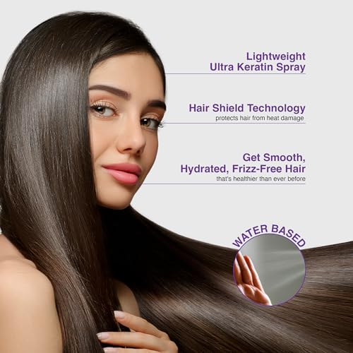 KISS Pencil Flat Iron & Heat Protector Spray Bundle - Ceramic Tourmaline Plates - 0.3" x 0.3" - 450F Max Temp - Straightens Short to Medium Hair