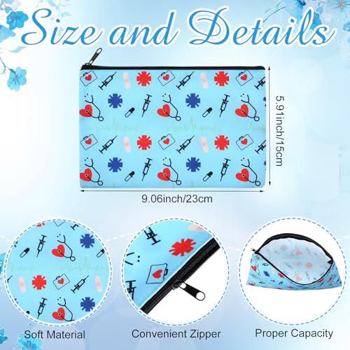 Hillban 36 Pcs Nurse Gifts for Women Makeup Bags Survival Kit Cosmetic Bags Birthday Christmas Gifts for Nurse Practitioner Nursing Zipper Pouch Supplies, 12 Styles