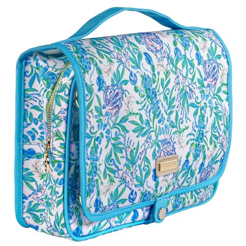 Lilly Pulitzer Hanging Toiletry Bag with Floral Pattern and Gold Details
