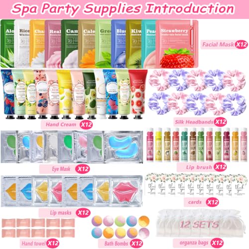 120 Pcs Spa Party Supplies Set for Women - Face Masks, Lip Balms, Gifts