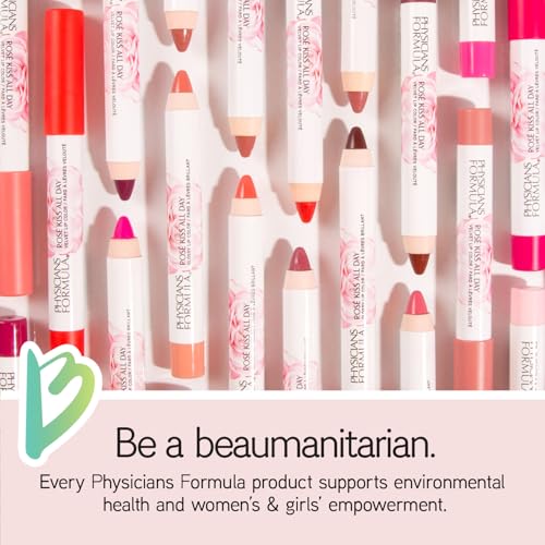 Physicians Formula Ros? Kiss All Day Glossy Lipstick Lip Color Makeup, Red Blush Blushing Mauve | Dermatologist Tested, Clinicially Tested