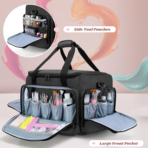 LUXJA Nail Polish Organizer Bag with UV Lamp Storage - Holds 90 Bottles