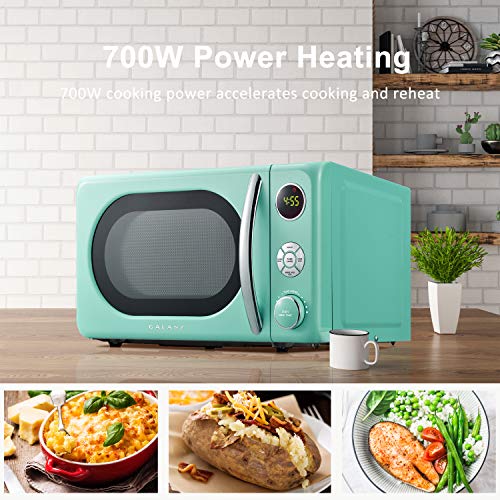 Galanz Retro Microwave Oven 0.7 Cu Ft, 700W, Surf Green, Child Lock