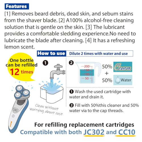 Concentrated Shaver Cleaning Solution Refill for Philips Norelco - 1L Japan Made