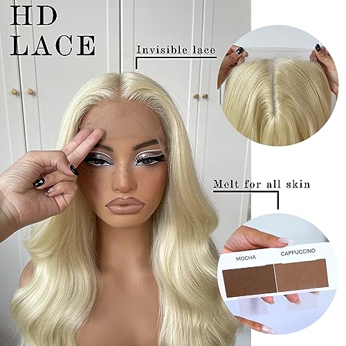 613 Blonde T Part Lace Front Wig - 13x4.5 Transparent HD Synthetic Body Wave with Natural Hairline