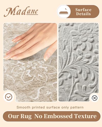 8x10 Washable Area Rug for Living Room - Neutral Beige and Brown