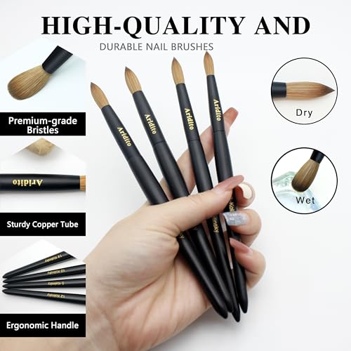 Acrylic Nail Art Brush Set with 6 Sizes - Black Wooden Handles, Size 18# - Black / 18#