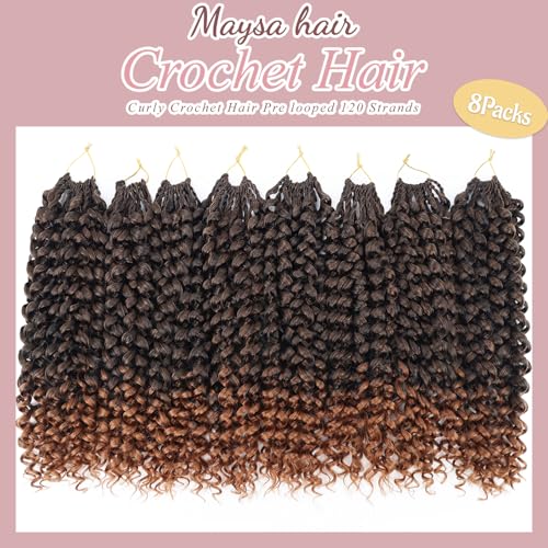 MAYSA Ocean Wave Crochet Hair 8 Packs 12 Inch Water Wave Braiding Extensions