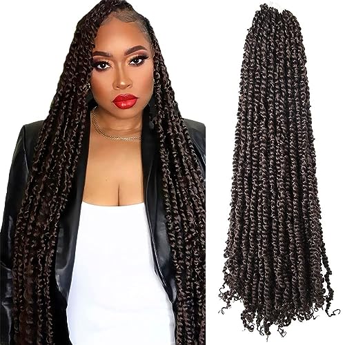 WUDAS Pre-Twisted Passion Twist Crochet Hair 30in 4# Brown Pack of 8