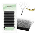 Eyelash Extensions 0.07 D Curl 8-14mm W Shaped Clover Classic Easy Fan Permanent Volume Lash Extensions Automatic Blooming Flower Lash,Professional Supplies for Lash Techs(6D,0.07-D,8-14 Mix)