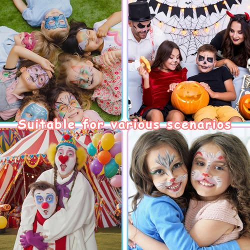 Face Painting Kit for Kids, 18 Colors Body Paint Set With Brushes, Body Makeup Kit for Makeup Parties, Halloween