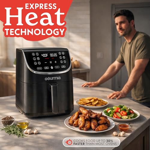 Gourmia 7 Qt Air Fryer Basket - Black, 12 Presets, Family Size