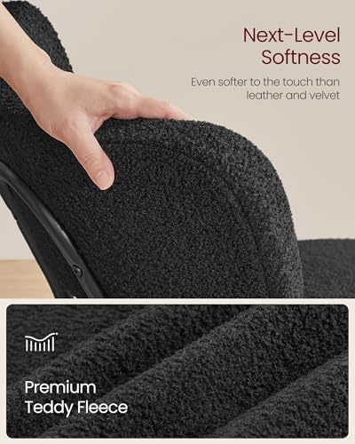 Upholstered Dining Chairs Set of 2 - Modern Boucle Lounge Chairs, Ink Black