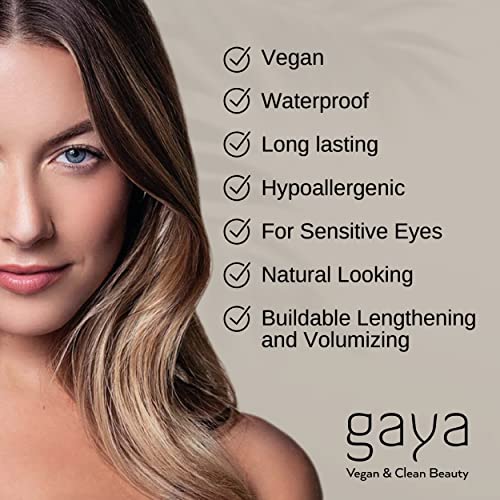 Vegan Black & Blue Mascara Bundle for Sensitive Eyes, Natural Hypoallergenic mascara, Lengthening and Volumizing for Natural Looking, Cruelty Free, Ophthalmologist Tested- By Gaya cosmetics