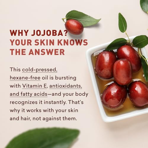 Pure Jojoba Oil for Face Hair & Skin - Lightweight, Moisturizing & Non-Greasy