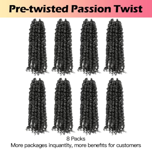 10 Inch Passion Twist Crochet Hair - Pre-twisted Salt and Pepper Set, 8 Packs, Short Braid Style with Variation of THIS listing