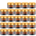 Amber Glass Cream Jars Set - 24 Pcs 1 Oz Refillable Cosmetic Containers with Spoons - Amber Variation