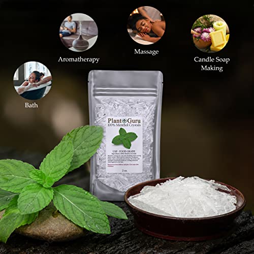 Menthol Crystals 2 lbs. Bulk Mentha Arvensis 100% Pure Natural USP Food Grade - Great For Cosmetics, Salves, Balms, Creams and Soap Making.
