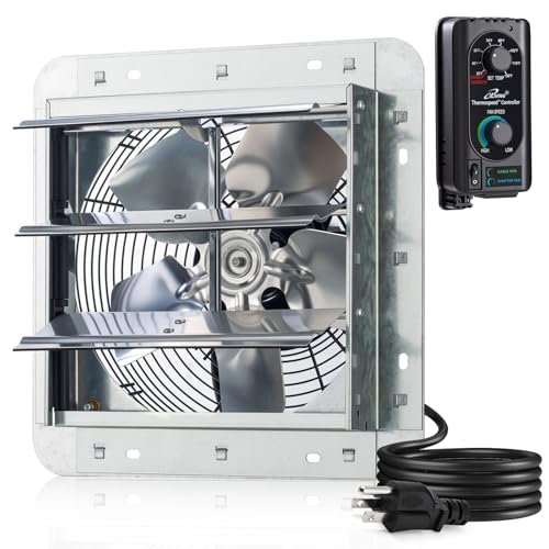 10-Inch Wall Mount Exhaust Fan with Automatic Shutter & Thermostat - 820 CFM, Variable Speed
