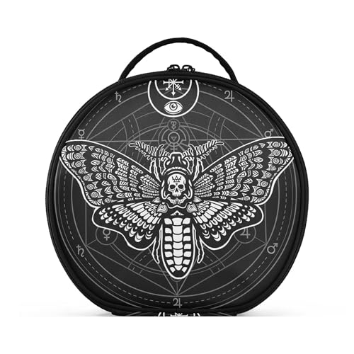 Gothic Skull Makeup Bag for Women Travel Organizer with Adjustable Dividers - Black & Pink Variation 230